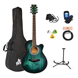 Winzz 40 Pulgadas Guitarra Acústica con Cuerdas de Acero para Principiantes Adultos y Estudiantes, Elegante Diseño de Color Único (Azul-Verde) características
