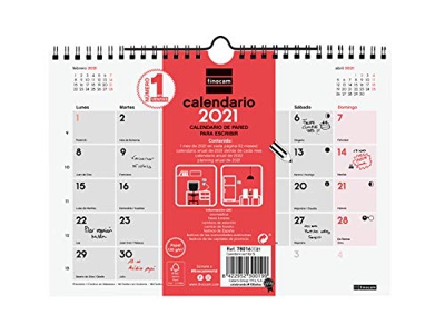 Finocam 780160021 - Calendario Neutro de pared 2021 Escribir Español, 210x150 mm