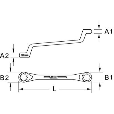 KS Tools 517.0896 - Llave de anillo compensado, 1.1 / 16x1.1/4"