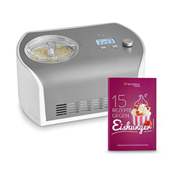Máquina de Hacer Helados con Compresor de 1,2 litros ELLI, Recetas incluidas, Heladera de acero para yogur, Sorbete y Helado, 135 W, display LCD, temp en oferta