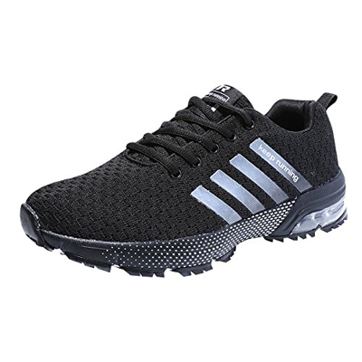 Zapatillas de Deportivas para Correr Mujeres Atletico Running Air Cushion 3cm Respirable Sneakers Negro Azul Rojo Blanco Negro 42