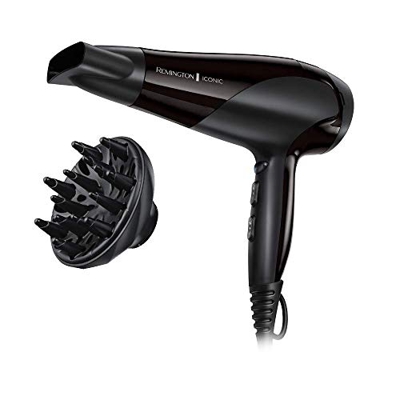 Remington Ionic Dry 2200 - Secador de Pelo, Secador Iónico, Concentrador y Difusor, 2200 W, Negro, D3198