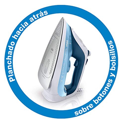 Braun Texstyle 7 Pro SI7065BL - Plancha para la Ropa de Vapor de 2600W con Suela Bidireccional Eloxal Plus FreeGlide 3D, Golpe de Vapor de 225gr/min, 