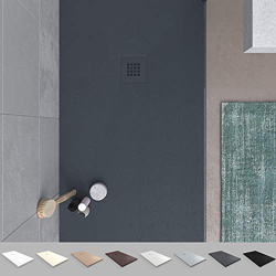 VAROBATH - Plato de ducha de Resina MYSTONE Grafito - Carga Mineral, textura pizarra, antideslizante y antibacteriano. Fabricado en España. (100x180) características