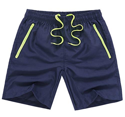 SUNDAY ROSE - Bañador para hombre con forro de malla, bolsillos con cremallera Azul Azul y amarillo. XL