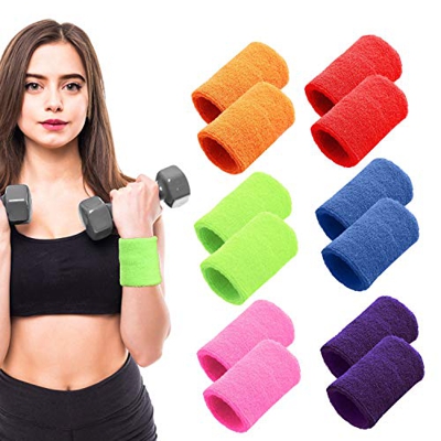 BELLE VOUS Muñequeras Sudor (Pack de 12) Muñequera Deportiva Multicolor 7,5 cm Elástica - Muñequeras Hombre, Mujer, Niños - Muñequera Tenis, Gimnasio,