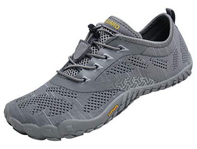 Hombre Zapatilla Minimalista de Barefoot Trail Running Zapatillas de Deporte,Tejer Gris,42