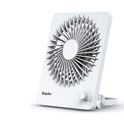 EasyAcc Ventiladores USB Mini Portátil con Batería Recargable 2600mAh Diseño de Interruptor de Velocidad Variable Ajuste 160 Grados Moda Ligero para C