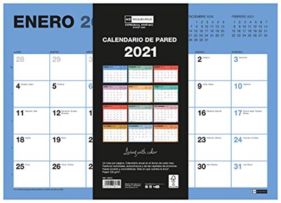 MIQUELRIUS - Calendario de Pared 2021 Chromat - Español, A3 420 x 296 mm con espacio para escribir y apuntar, Un color por mes