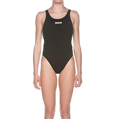 ARENA W High Bañador Deportivo Mujer Solid Swim Tech Alto, Black-White, 44