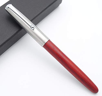 JINHAO 51A - Pluma estilográfica de madera con tapa de acero, color palisandro Extra Fine Nib 0.38mm