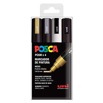 UNI Posca Set PC 5M 4 GSWB - Pack 4 rotuladores