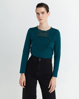 Sfera - Camiseta De Mujer Plumeti De Manga Larga