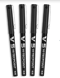 Pilot Spain V-5 0.5mm Tip - Roller con tinta líquida, color negro (4 unidades) características