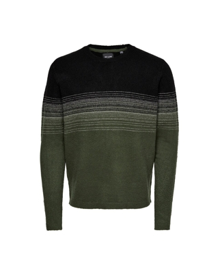 Only & Sons - Jersey De Hombre Verde Oscuro Con Cuello Caja