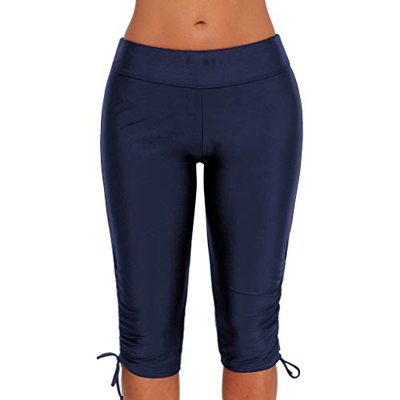 Mujeres Deporte Protector Solar Pantalones Cortos Elástico Bañarse Pantalones Cortos de baño de Slim Fit Playa Traje de baño Bikinis Bottoms Pantalon 