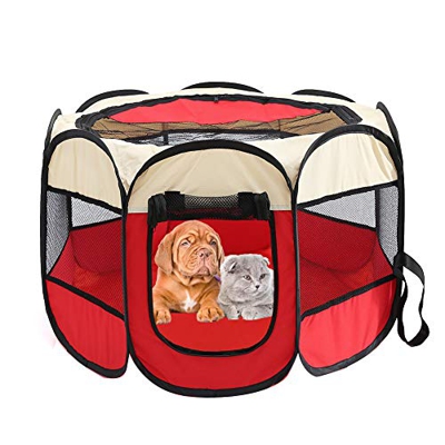 Tienda de campaña plegable para mascotas BHAIR5, tela Oxford, impermeable, resistente a los arañazos, octogonal, portátil, cachorro, gato, conejo, cas