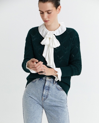 Sfera - Jersey De Mujer De Espiga Con Cuello Redondo