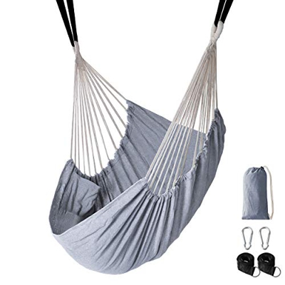 Chihee Silla de Hamaca Silla Colgante Grande Relax Silla Columpio Colgante Sin Barra esparcidora Algodón para Mayor Comodidad y Durabilidad 2 Fuertes 