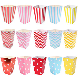 45 Piezas Cajas de Palomitas, Cartón Caramelo Contenedor Cine Pequeñas Cajas de Palomitas de Maíz, Contenedor de Dulces Bolsas Papel, Las Palomitas Lo en oferta