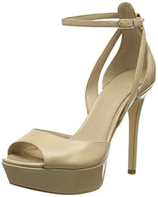 Guess Laurele (Sandal)/Leath, Zapatos con Tacon y Correa de Tobillo para Mujer, Marrone (Brown NATU), 37 EU