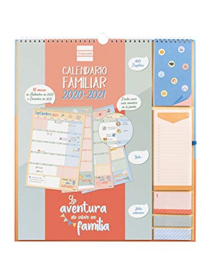 Finocam - Calendario de Pared Familiar 16 Meses 2020-2021 Plus 340x380 Mes Vista Aventura Plus Español