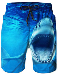 Loveternal Bañador Hombre Tiburón 3D Estampado Secado Rápido Pantalones Cortos Deportivos Verano Hawaiano Bañador Hombre Playa S características