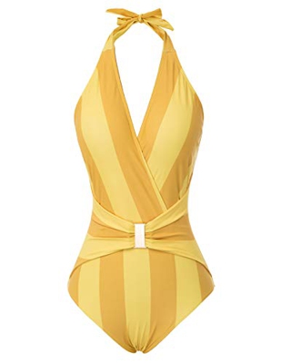 Bañador de Mujer Bikini Ropa de Baño de Una Pieza Cuello en V S CL010979-5