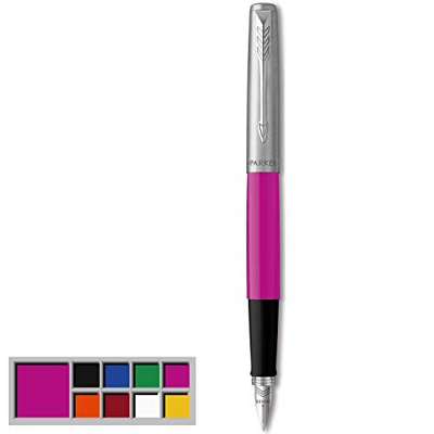 Parker Jotter Originals Pluma Estilográfica, Acabado Magenta Clásico, Plumín Mediano, Tinta Negra Y Azul