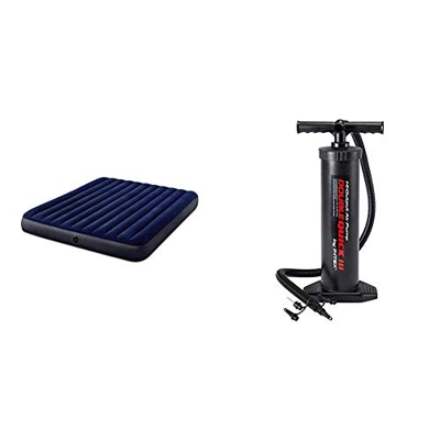 Intex 64759 - Cama de Aire Dura Beam Standard Classic Downy + 68615 - Hinchador Manual Doble Velocidad - 48 cm