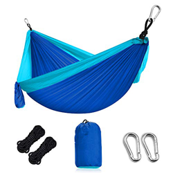 Grassman Hammock Outdoor ultraligero hamaca para acampar con correas de árbol y mosquetones, hamacas de viaje con paracaídas de nailon ripstop con cap características