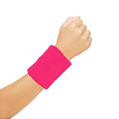 WickedFun - Par de Pulseras Lisas de Color neón, para Despedida de Soltera, para fútbol, Baloncesto, Correr, Deportes atléticos, Color Hot Pink, tamañ