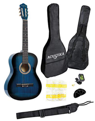 Guitarra Clásica Acustika en Madera 93 cm 6 3/4 Cuerdas de Nylon Tamaño 36 Blue Burst en oferta