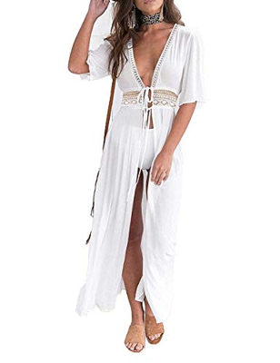 Túnica larga para mujer, de gasa, tipo kimono, cárdigan, vestido, con estampado floral, para llevar con bikini, ideal para verano Estilo 19 Talla únic