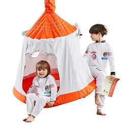 happypie - Hamaca impermeable para colgar en el árbol, castillo del cielo con luces LED (naranja y blanco) características