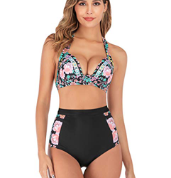 Bikini Talle Alto Push Up Mujer Trajes de Baño Flores de Dos Piezas Biquini Braga Alta Vikini Bañador Piscina Playa Trikini Mujeres Conjunto de Bikini características