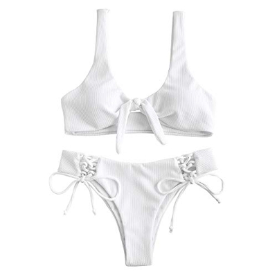 ZAFUL - Bikini brasileño para mujer Blanco M