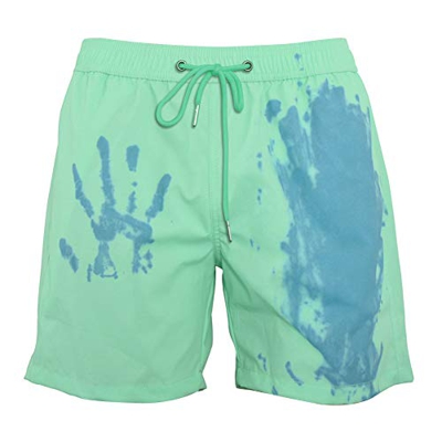 Ouduo Shorts de Playa para Hombres Que Cambian de Color Traje de baño Deportivo de Verano Respirable Secado rápido Bañador de Surf Pantalones Cortos d