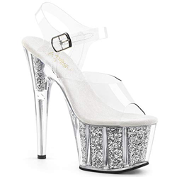 Pleaser ADORE-708G Clr/Silver Glitter Inserts UK 8 (EU 41) precio