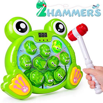 Rolimate Juego Interactivo Whack A Frog Cumpleaños 2 3 4 5 6 7 años Actividades para niños y niñas Juegos Juguete con 2 martillos para niños Bebés Niñ