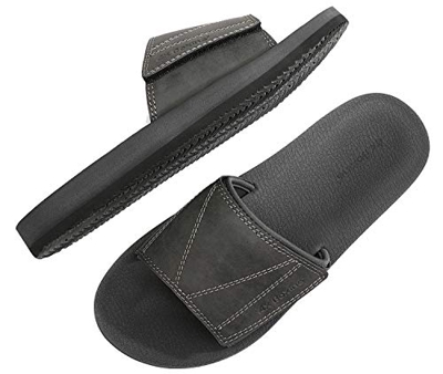 ARRIGO BELLO Hombre Chanclas Suela de látex Sandalias Verano Flip Flop Plantillas de Cuero Piscina Playa Talla 41-46 (Gris,46)