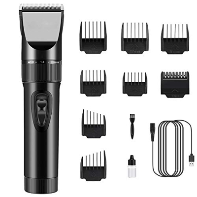 Cortapelos Profesional Hombre Motor Silencioso Cuchilla Titanio Cerámica, Máquina Cortar Pelo Inalámbrico Batería 2000mAh, Cortadora de Pelo Recortado