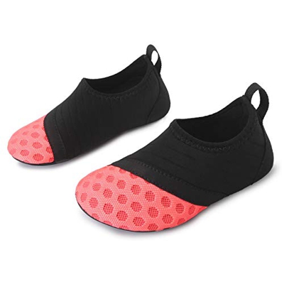 JOINFREE Chicas Calcetines de baño de Color Rosa y Negro Zapatillas de Piscina para Parques acuáticos Negro Rosa 18-37 EU