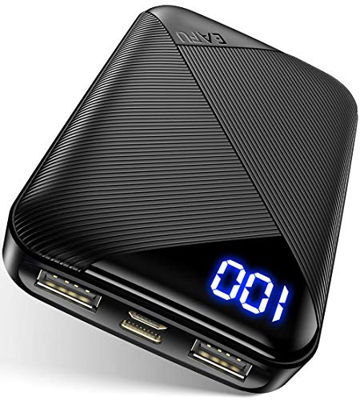 EAFU Power Bank, Mini Tamaño 10000mAh Pantalla LED Bateria Externa Movil, Doble 3A USB C Entrada Cargador Con Linterna Compatible con iPhone Xs 8 iPad