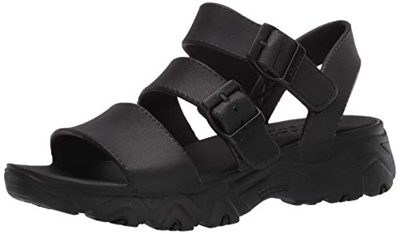 Skechers D'lites 2.0, Sandalias de Punta Descubierta para Mujer, Negro (Black Eva/Trim BBK), 37 EU