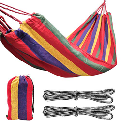 Hamaca de Tela de algodón para Exteriores 190x100cm, con Capacidad de Carga de hasta 300 kg, con Bolsa de Transporte, se Puede Utilizar en el jardín d en oferta