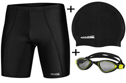 Aqua Speed - Set - Bañador para Hombre Long + Gorra de baño Mega + Gafas de natación Flex | Troncos de natación | Jammer | Protección UV | Resistente  características