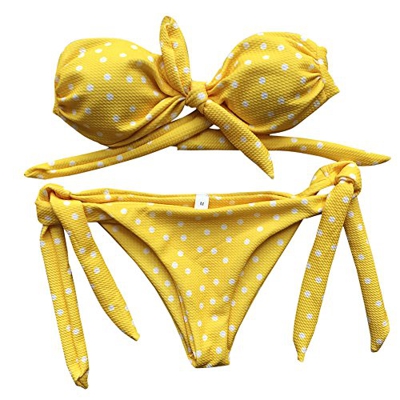 OHQ Traje De BañO Bikini Impreso Bikini Polka Dot Negro Mujeres para El Punto del Pie Push Up Acolchado Conjunto Push-Up Cintura Alta Diadema Acolchad