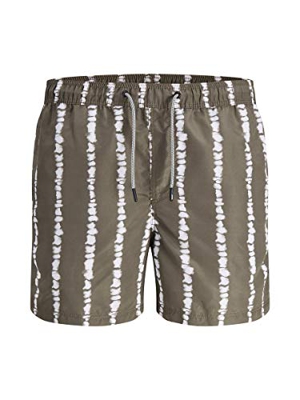 Jack & Jones Jjiaruba Jjswimshorts AKM Tiedye Bañadores Ajustados para Hombre, Noche de Oliva, S