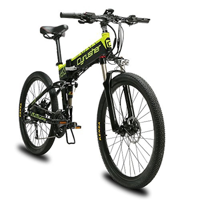 Extrbici Bicicleta eléctrica Plegable montaña Adultos Hombre Mujer Todo Terreno 500W 48V XF770 (Verde Negro)